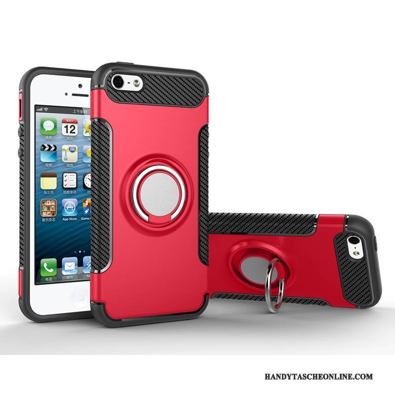 Hülle iPhone 5/5s Silikon Neu Magnetismus, Case iPhone 5/5s Kreativ Rot Anti-sturz