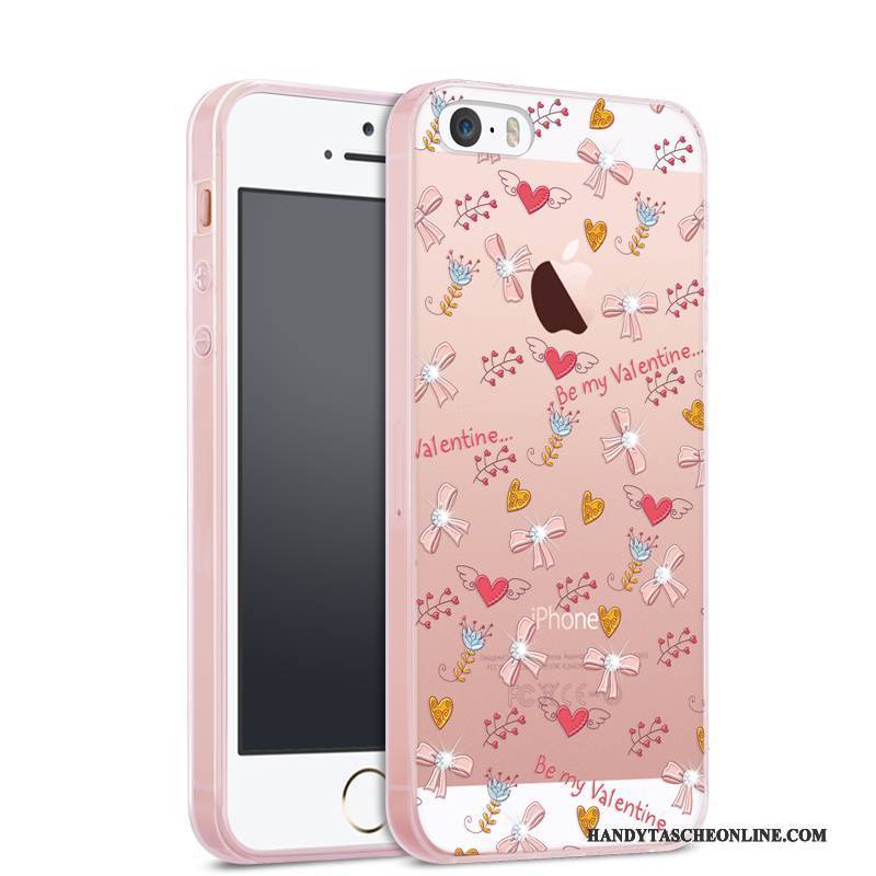 Hülle iPhone 5/5s Strass Anti-sturz Rosa, Case iPhone 5/5s Weiche Handyhüllen Transparent