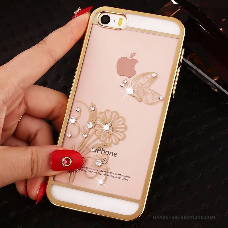 Hülle iPhone 5/5s Strass Handyhüllen Schwer, Case iPhone 5/5s Schutz Trend Rot