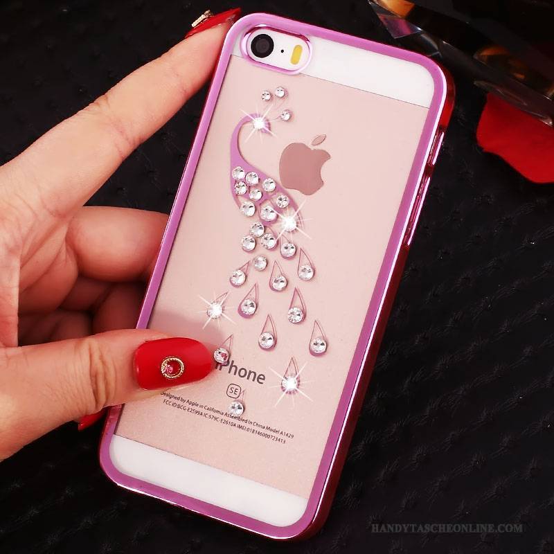 Hülle iPhone 5/5s Strass Handyhüllen Schwer, Case iPhone 5/5s Schutz Trend Rot