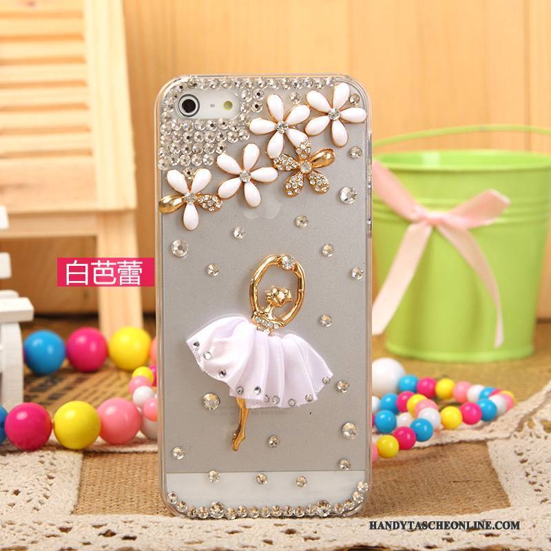 Hülle iPhone 5/5s Strass Handyhüllen Silber, Case iPhone 5/5s Schutz Weiß