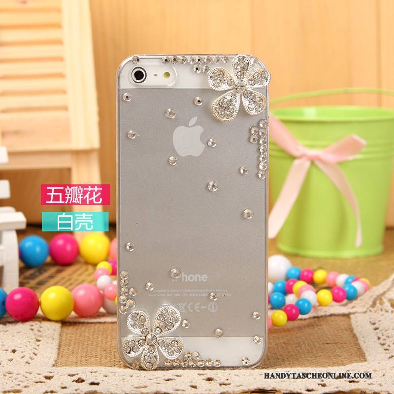 Hülle iPhone 5/5s Strass Handyhüllen Silber, Case iPhone 5/5s Schutz Weiß