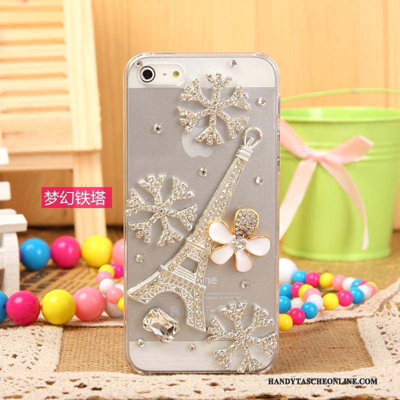 Hülle iPhone 5/5s Strass Handyhüllen Silber, Case iPhone 5/5s Schutz Weiß