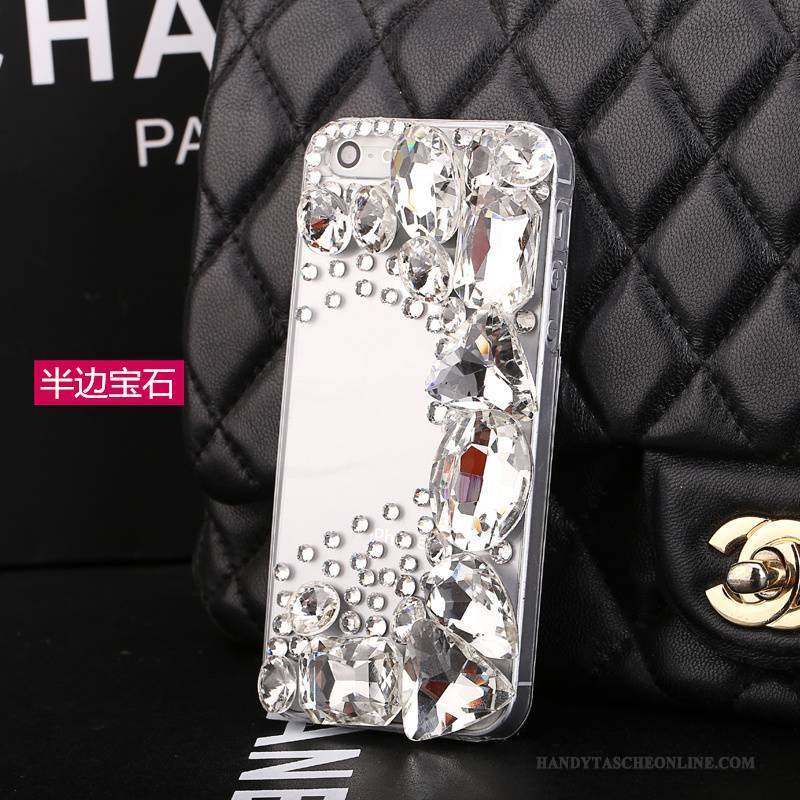 Hülle iPhone 5/5s Strass Handyhüllen Silber, Case iPhone 5/5s Schutz Weiß