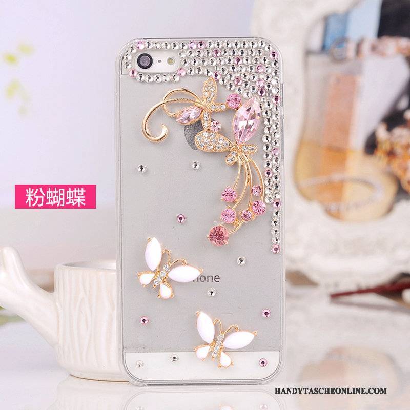 Hülle iPhone 5/5s Strass Handyhüllen Silber, Case iPhone 5/5s Schutz Weiß