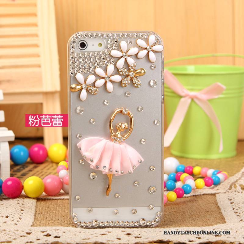 Hülle iPhone 5/5s Strass Handyhüllen Silber, Case iPhone 5/5s Schutz Weiß