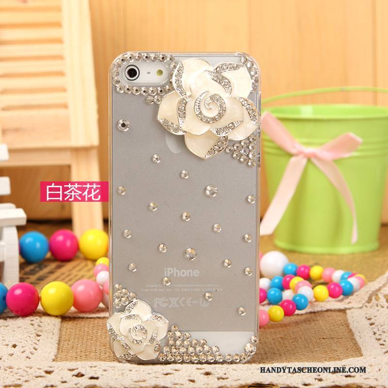 Hülle iPhone 5/5s Strass Handyhüllen Silber, Case iPhone 5/5s Schutz Weiß