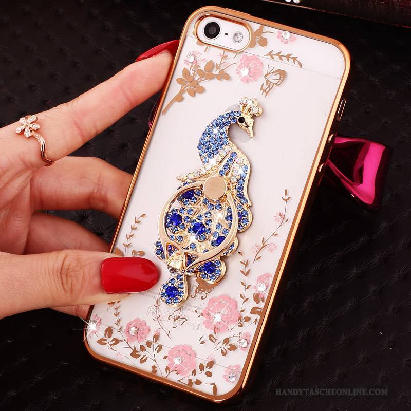 Hülle iPhone 5/5s Strass Ring Schnalle, Case iPhone 5/5s Taschen Transparent Blau