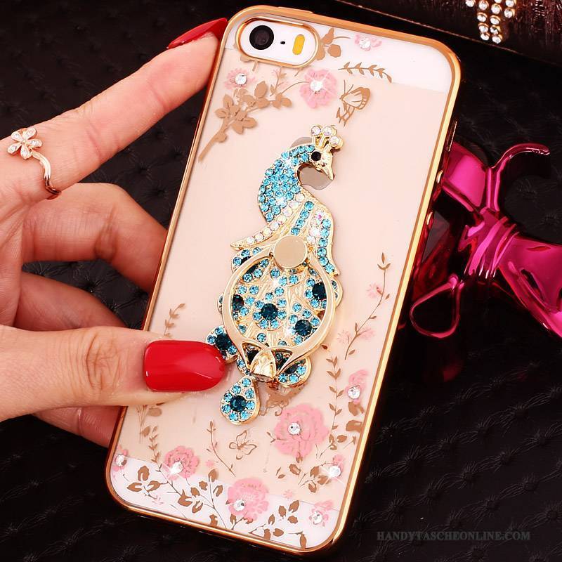 Hülle iPhone 5/5s Strass Ring Schnalle, Case iPhone 5/5s Taschen Transparent Blau