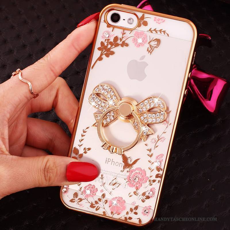 Hülle iPhone 5/5s Strass Ring Schnalle, Case iPhone 5/5s Taschen Transparent Blau