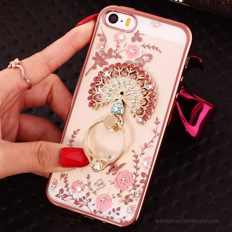 Hülle iPhone 5/5s Strass Ring Schnalle, Case iPhone 5/5s Taschen Transparent Blau