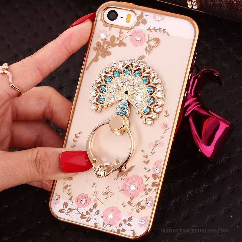 Hülle iPhone 5/5s Strass Ring Schnalle, Case iPhone 5/5s Taschen Transparent Blau