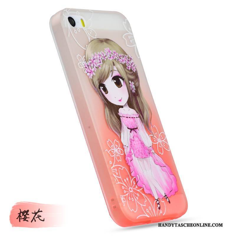 Hülle iPhone 5/5s Weiche Rosa Hängende Verzierungen, Case iPhone 5/5s Silikon Handyhüllen