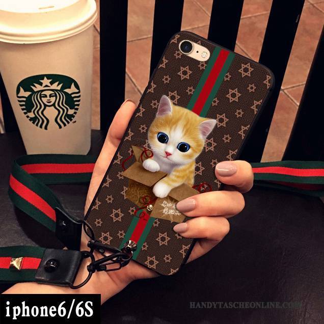 Hülle iPhone 6/6s Karikatur Hängende Verzierungen Gelb, Case iPhone 6/6s Silikon Katzen Nette