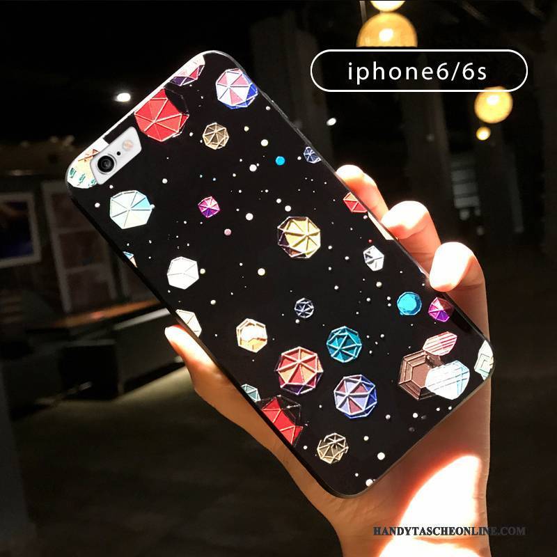 Hülle iPhone 6/6s Plus Farbe Hängende Verzierungen Trend, Case iPhone 6/6s Plus Prägung Schwarz Ring