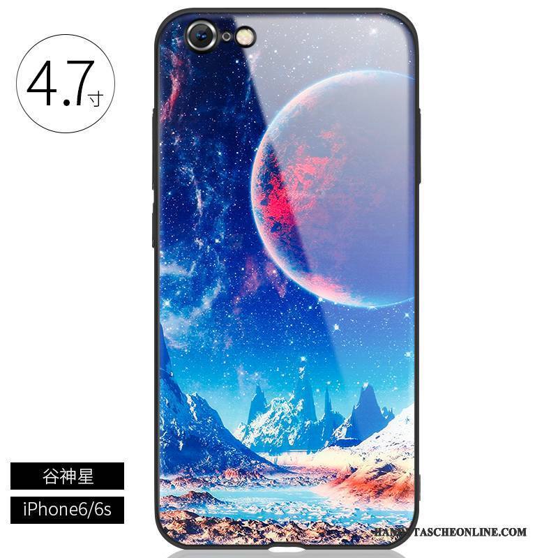 Hülle iPhone 6/6s Plus Kreativ Handyhüllen Trendmarke, Case iPhone 6/6s Plus Taschen Schwarz Glas