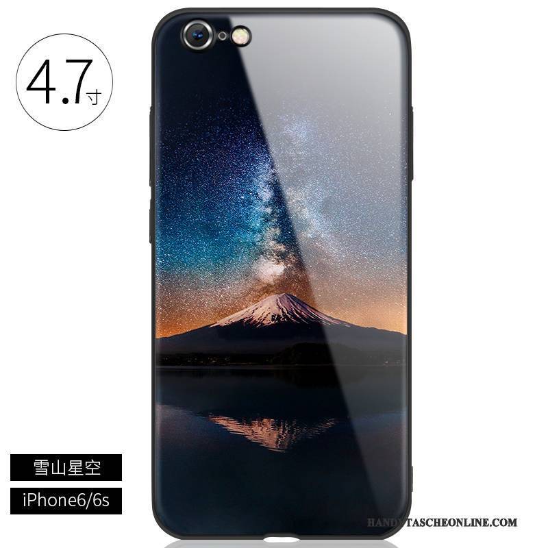 Hülle iPhone 6/6s Plus Kreativ Handyhüllen Trendmarke, Case iPhone 6/6s Plus Taschen Schwarz Glas