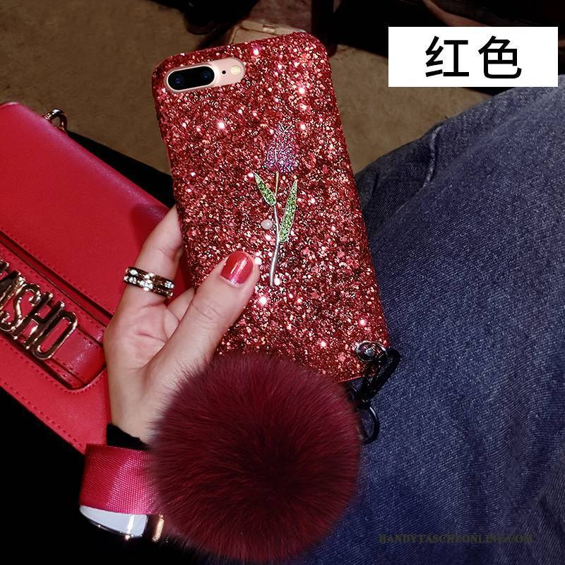 Hülle iPhone 6/6s Plus Kreativ Hängende Verzierungen Elegant, Case iPhone 6/6s Plus Rot Pelzball