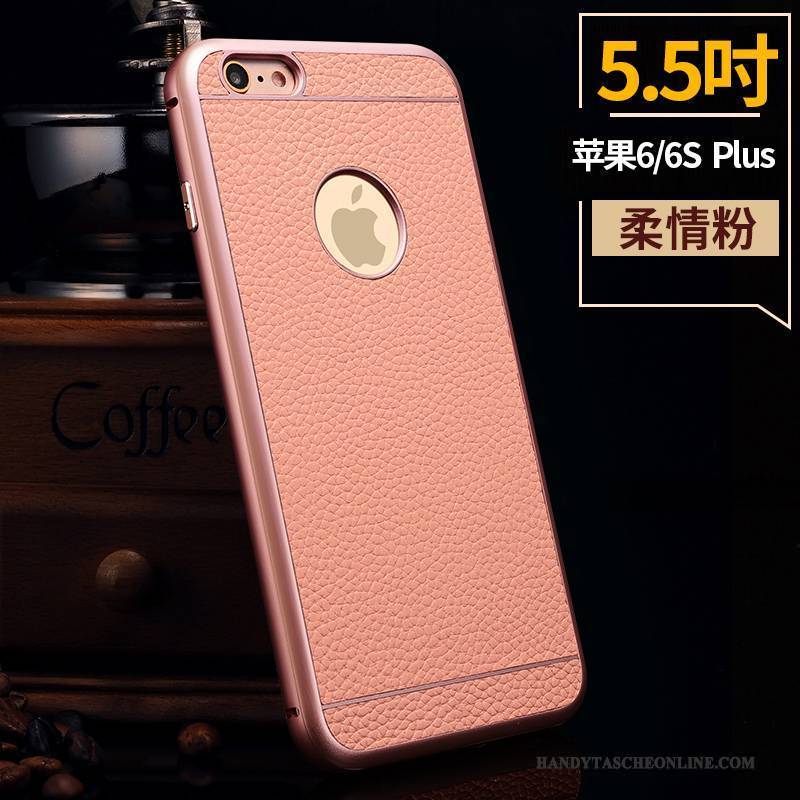 Hülle iPhone 6/6s Plus Leder Grenze Neu, Case iPhone 6/6s Plus Metall Handyhüllen