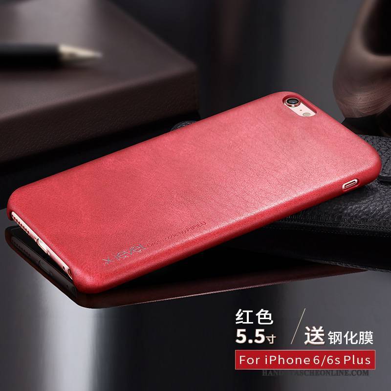 Hülle iPhone 6/6s Plus Lederhülle Handyhüllen Rot, Case iPhone 6/6s Plus Leder Anti-sturz Karte