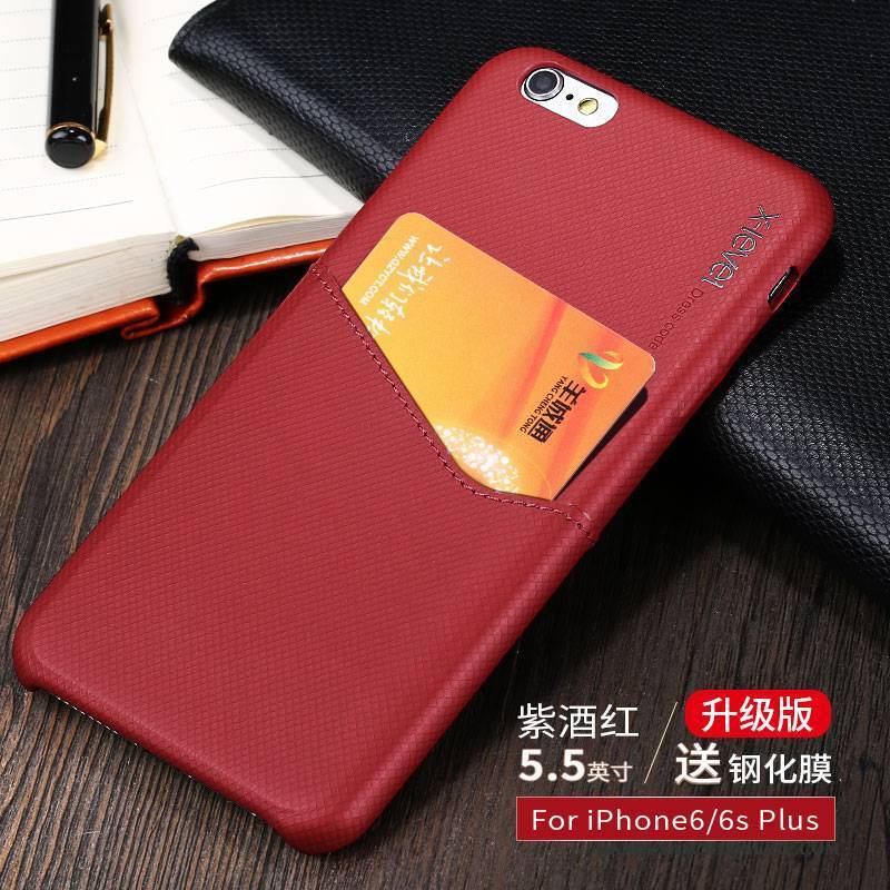 Hülle iPhone 6/6s Plus Lederhülle Handyhüllen Rot, Case iPhone 6/6s Plus Leder Anti-sturz Karte