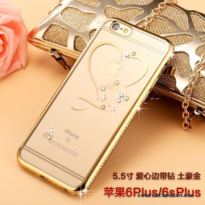 Hülle iPhone 6/6s Plus Silikon Neu Gold, Case iPhone 6/6s Plus Strass Handyhüllen Trendmarke