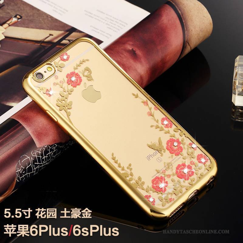 Hülle iPhone 6/6s Plus Silikon Neu Gold, Case iPhone 6/6s Plus Strass Handyhüllen Trendmarke