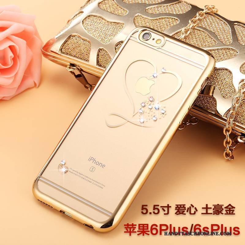 Hülle iPhone 6/6s Plus Silikon Neu Gold, Case iPhone 6/6s Plus Strass Handyhüllen Trendmarke