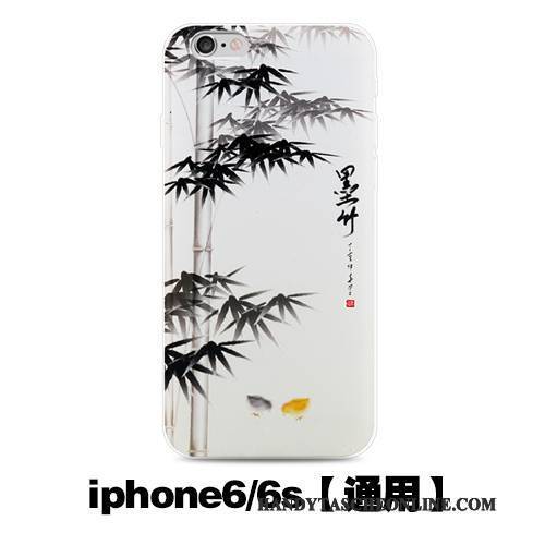 Hülle iPhone 6/6s Prägung Handyhüllen Chinesische Art, Case iPhone 6/6s Weiche Weiß Anti-sturz