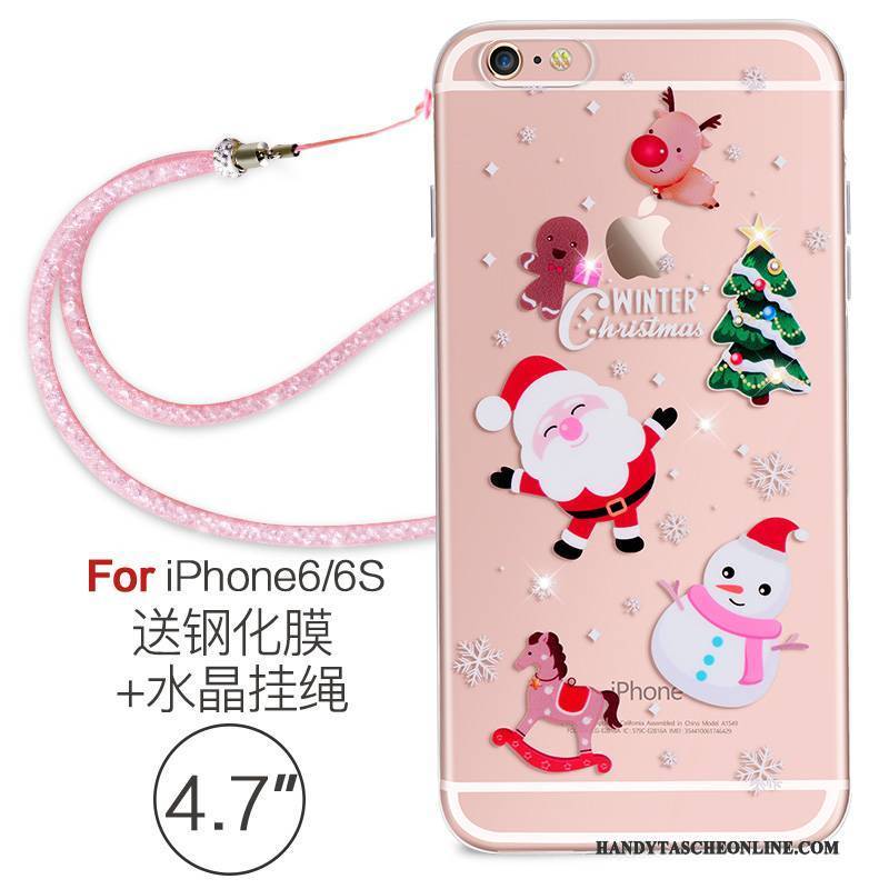 Hülle iPhone 6/6s Strass Handyhüllen Hängende Verzierungen, Case iPhone 6/6s Weiche Transparent Rosa