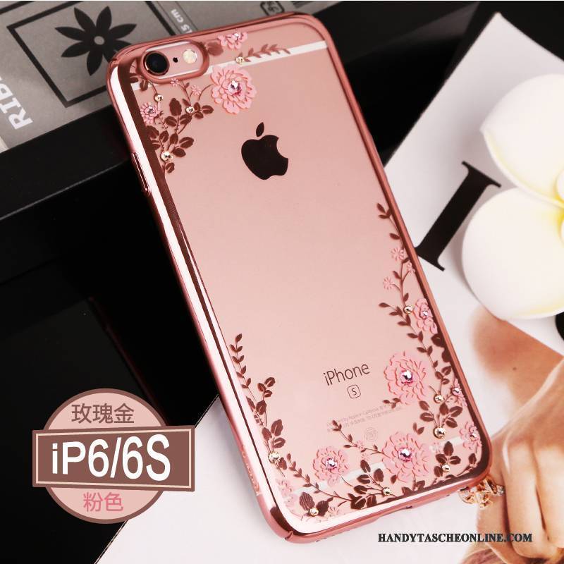 Hülle iPhone 6/6s Strass Handyhüllen Rosa, Case iPhone 6/6s Taschen Gold Elegant