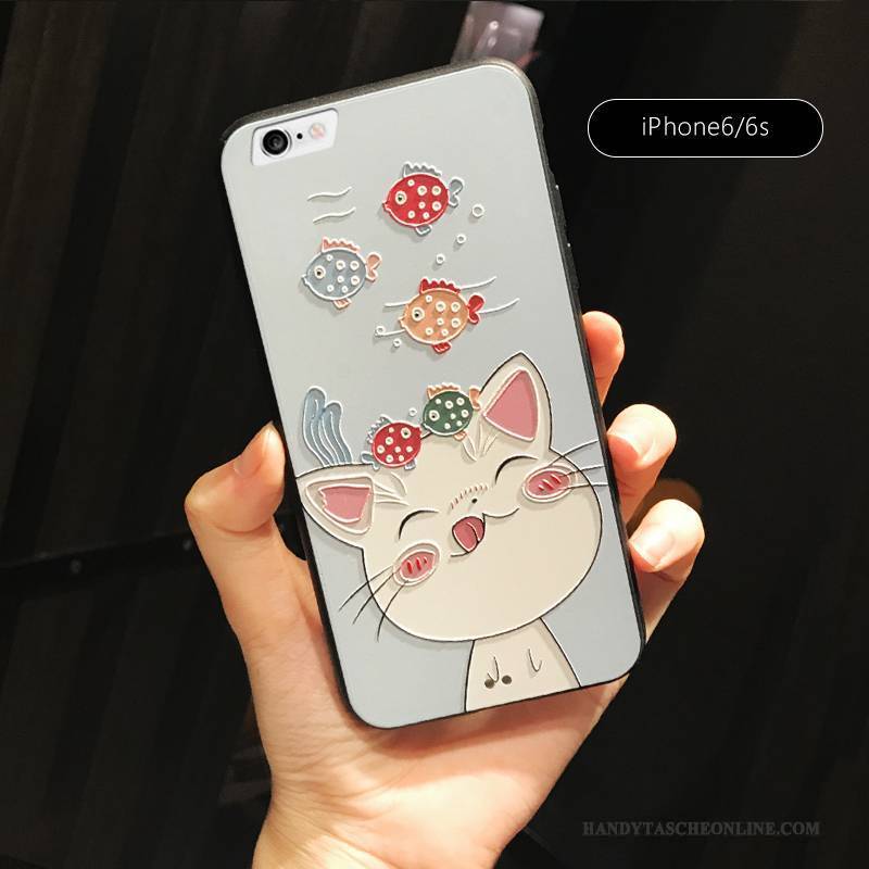 Hülle iPhone 6/6s Taschen Persönlichkeit Katzen, Case iPhone 6/6s Prägung Nette Handyhüllen