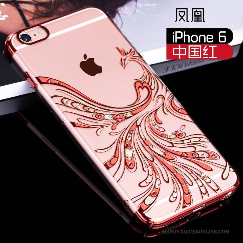 Hülle iPhone 6/6s Taschen Rot Handyhüllen, Case iPhone 6/6s Strass Anti-sturz Transparent