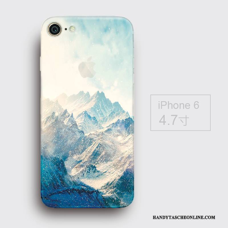 Hülle iPhone 6/6s Weiche Anti-sturz Chinesische Art, Case iPhone 6/6s Silikon Blau Persönlichkeit