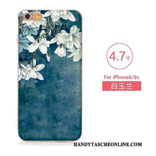 Hülle iPhone 6/6s Weiche Blau Neu, Case iPhone 6/6s Silikon Blumen Handyhüllen