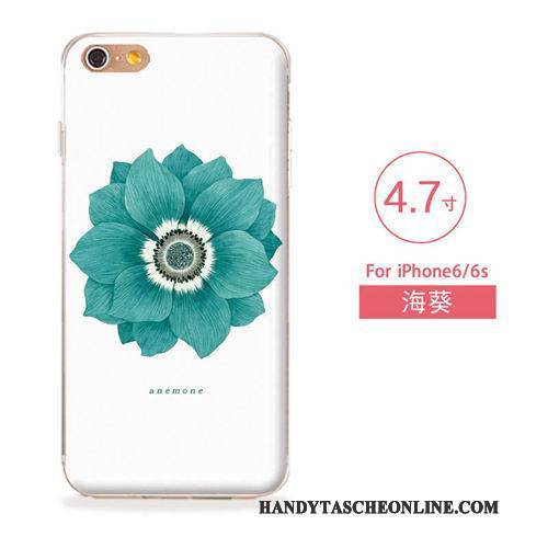 Hülle iPhone 6/6s Weiche Blau Neu, Case iPhone 6/6s Silikon Blumen Handyhüllen