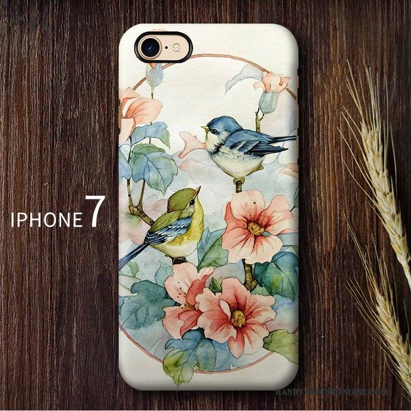 Hülle iPhone 7 Farbe Schwer Chinesische Art, Case iPhone 7 Retro Nubuck Anti-sturz