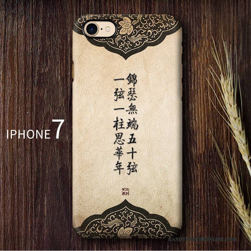 Hülle iPhone 7 Farbe Schwer Chinesische Art, Case iPhone 7 Retro Nubuck Anti-sturz