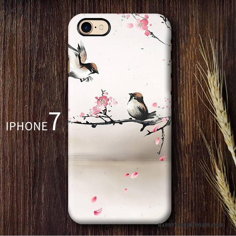 Hülle iPhone 7 Farbe Schwer Chinesische Art, Case iPhone 7 Retro Nubuck Anti-sturz