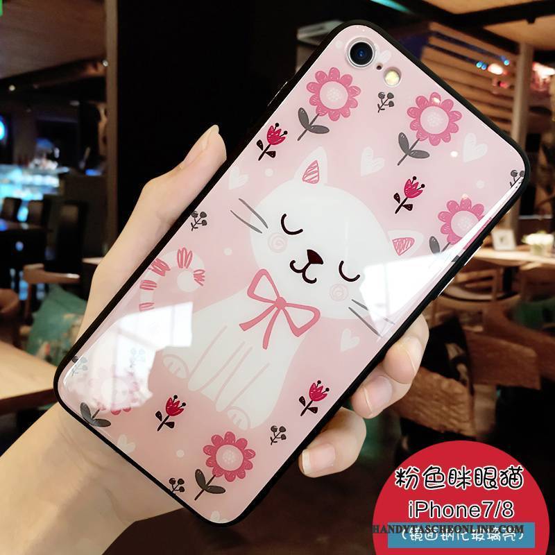 Hülle iPhone 7 Karikatur Trendmarke Glas, Case iPhone 7 Schutz Handyhüllen Rosa