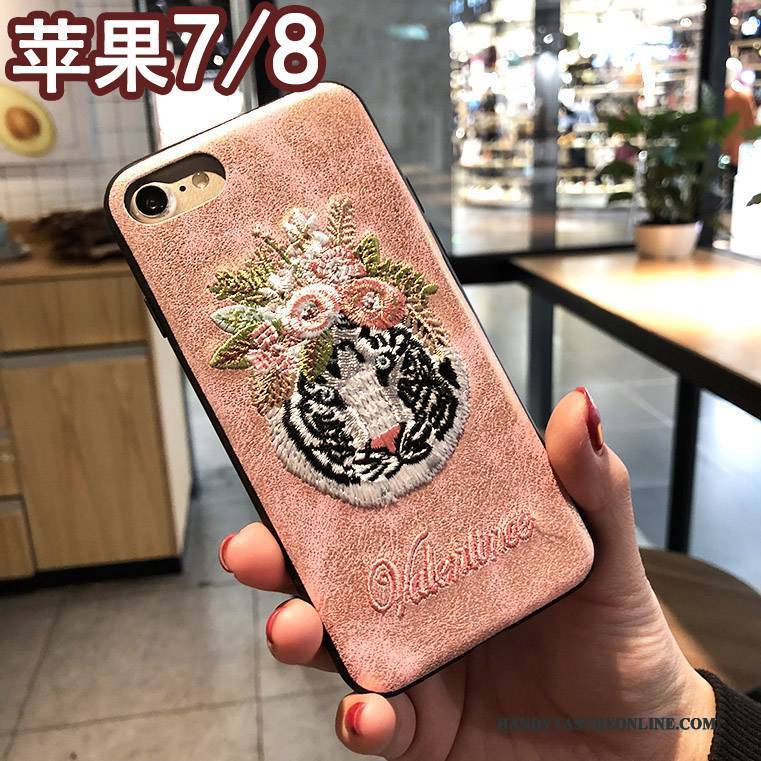 Hülle iPhone 7 Kreativ Stickerei Neu, Case iPhone 7 Rot Pulver