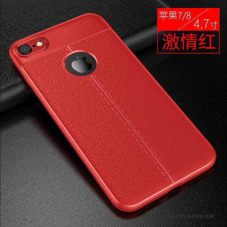 Hülle iPhone 7 Leder Anti-sturz Trend, Case iPhone 7 Silikon Handyhüllen Rot