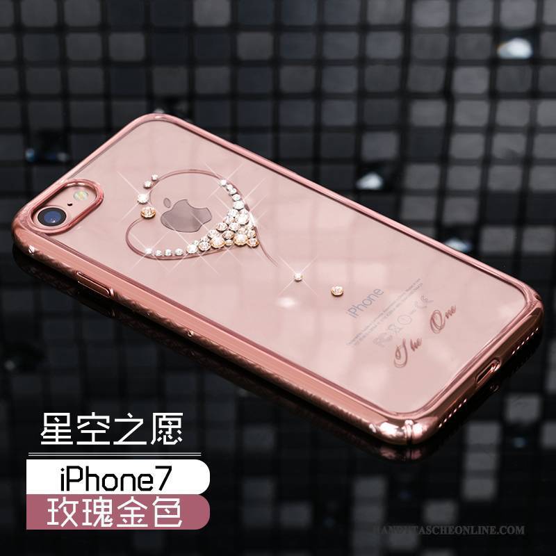 Hülle iPhone 7 Luxus Handyhüllen Schwer, Case iPhone 7 Strass Gold Rosa