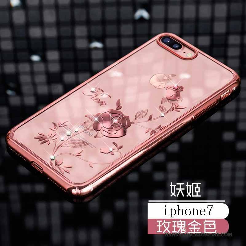 Hülle iPhone 7 Luxus Handyhüllen Schwer, Case iPhone 7 Strass Gold Rosa