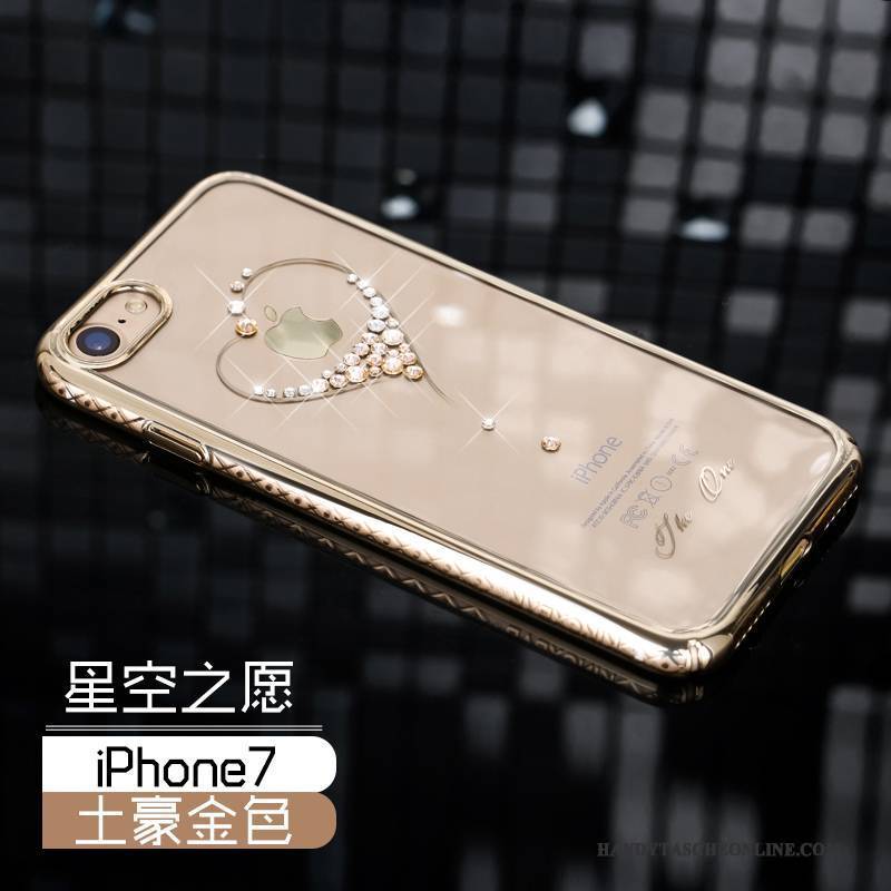 Hülle iPhone 7 Luxus Handyhüllen Schwer, Case iPhone 7 Strass Gold Rosa