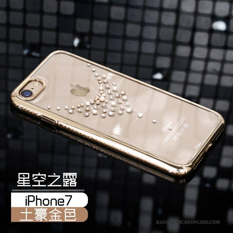 Hülle iPhone 7 Luxus Handyhüllen Schwer, Case iPhone 7 Strass Gold Rosa