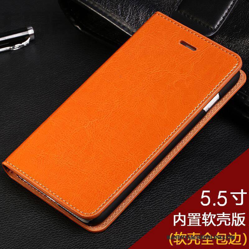 Hülle iPhone 7 Plus Folio Orange Anti-sturz, Case iPhone 7 Plus Taschen Business Qualität