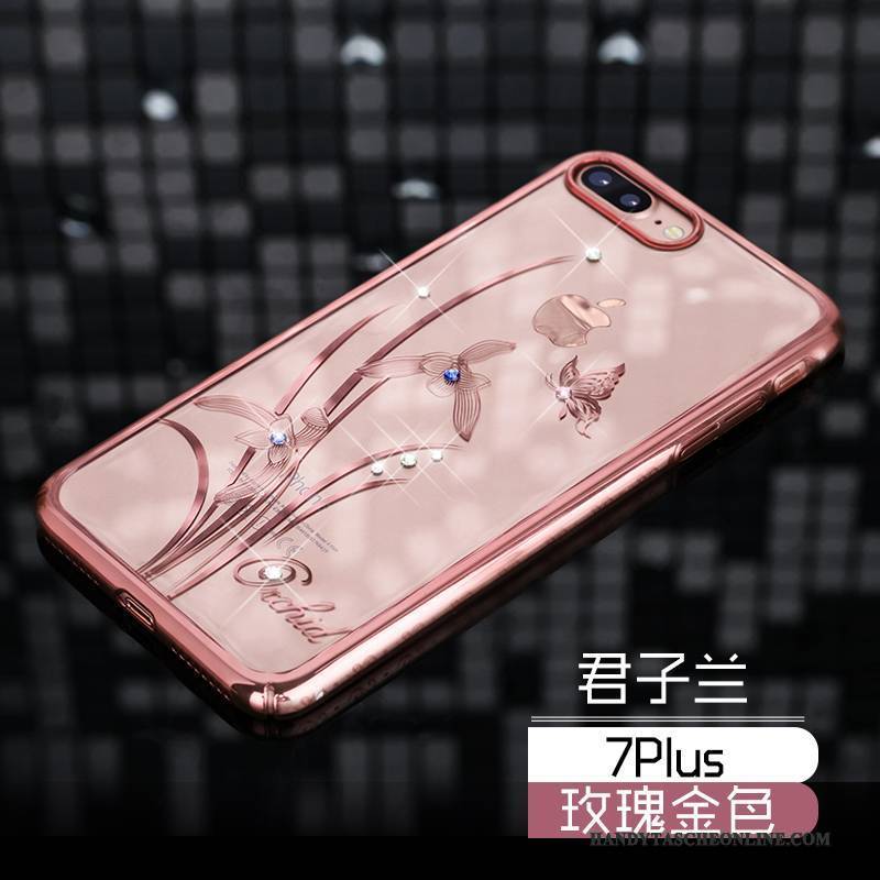 Hülle iPhone 7 Plus Schutz Handyhüllen Neu, Case iPhone 7 Plus Strass Schwer Rosa