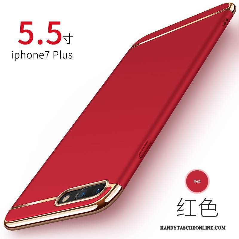 Hülle iPhone 7 Plus Schutz Nubuck Handyhüllen, Case iPhone 7 Plus Rot Schwarz