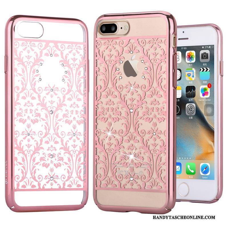 Hülle iPhone 7 Plus Strass Rosa Gold, Case iPhone 7 Plus Taschen Handyhüllen Weiß